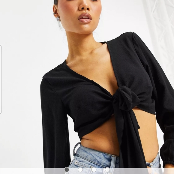 Missguided Wrap Front Crop Top - Picture 1 of 7